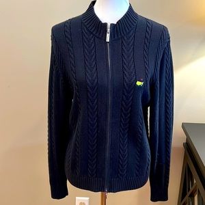 Augusta National Magnolia Lane beautiful black cable zip front cardigan